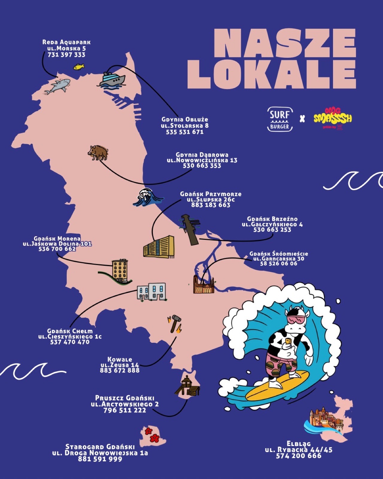 Mapa lokali SurfBurger